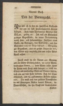 Viertes Buch. Von der Bienenzucht