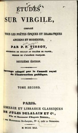 Études sur Virgile, comparé avec tous les poëtes épiques et dramatiques anciens et modernes : [Publius Virgilius Maro]. 2,1