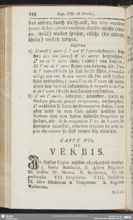 Caput VII. De Verbis