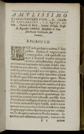 Amplissimo Clarissimoque Viro, D. Ioanni Richardoto [...] Domino de Barly [...]