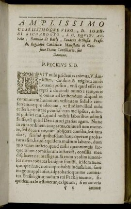 Amplissimo Clarissimoque Viro, D. Ioanni Richardoto [...] Domino de Barly [...]