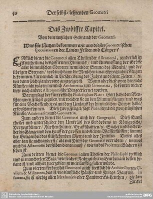 Das Zwölffte Capitel. Von dem nutzlichen Gebrauch der Geometri.
