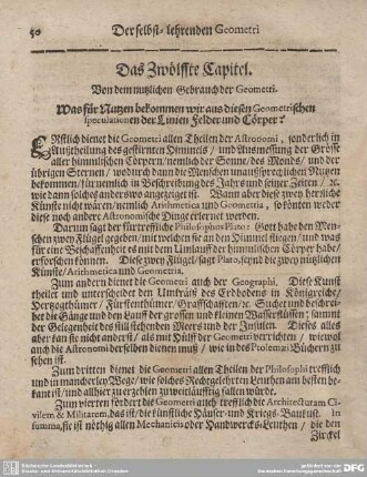 Das Zwölffte Capitel. Von dem nutzlichen Gebrauch der Geometri.