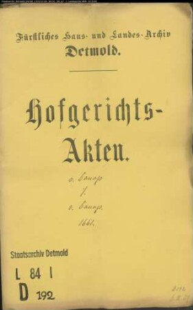 von Donop gegen von Donopsche Erben - Verwaltung von Borkhausen