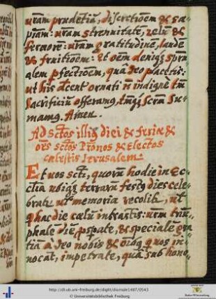 [18r-19v] Ad sanctos illius diei et feriæ et omnes sanctos Patronos et Electos cælestis Ierusalem