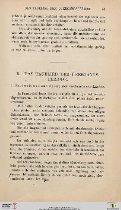 B. Das Tagelied der Übergangsperiode