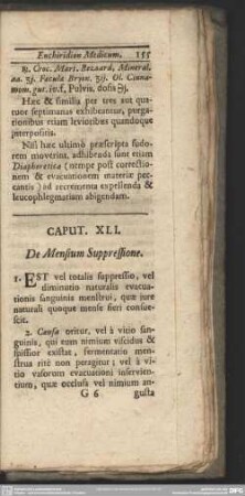 Caput. XLI. De Mensium Suppressione