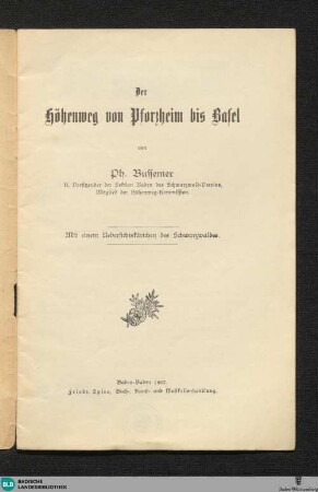 Der Höhenweg von Pforzheim bis Basel
