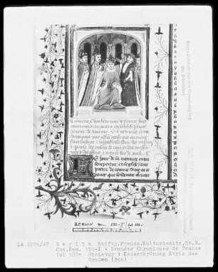 Chroniques de France in zwei Bänden — Chroniques de France, Band 1 — Kaiserkrönung Karls des Großen, Folio 101verso