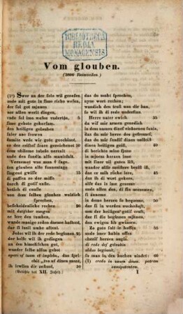 Deutsche Gedichte des zwölften Jahrhunderts und der nächstverwandten Zeit, 1. Die Strassburg-molsheimische Handschrift