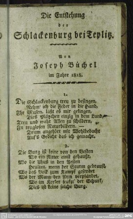 Die Entstehung der Schlackenburg bei Teplitz