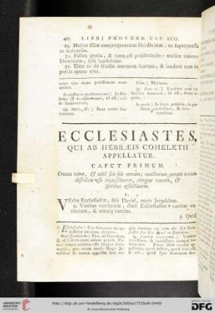 Ecclesiastes, qui ab hebraeis Coheleth appellatur