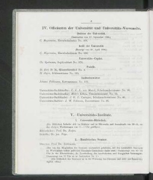 IV. Officianten der Universität und Universitäts-Verwandte.
