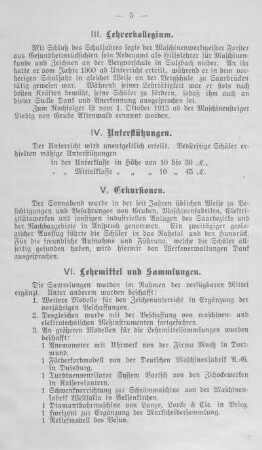 III. Lehrerkollegium