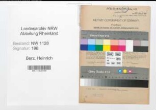 Entnazifizierung Heinrich Berz , geb. 05.11.1893 (Polizist)