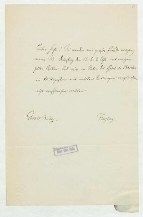 Brief an Professor Dr. Otto Jahn in Hamburg