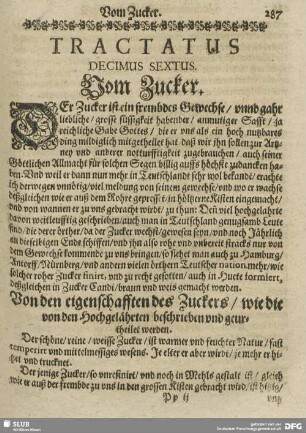 Tractatus Decimus Sextus. Vom Zucker.