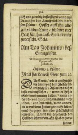 Am Tag Johannis/ deß Evangelisten.