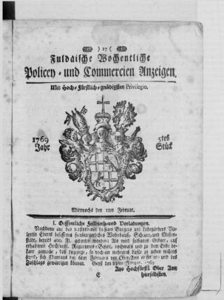 5tes Stück, Ausgabe vom 1. Februar 1769