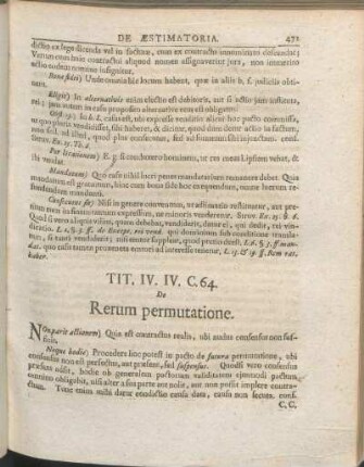 Tit. IV. IV. C. 64. De Rerum permutatione.