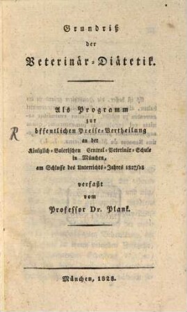 Grundriß der Veterinär-Diätetik