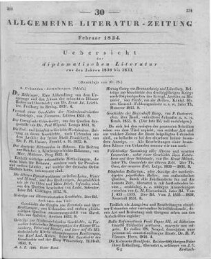 Übersicht der diplomatischen Literatur aus den Jahren 1830-33 (Beschluss von Nr. 29)
