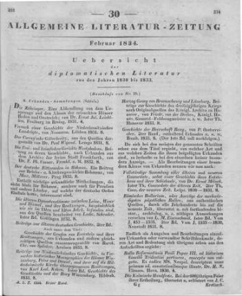 Übersicht der diplomatischen Literatur aus den Jahren 1830-33 (Beschluss von Nr. 29)