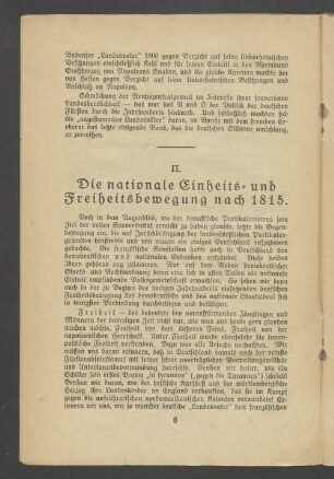 II. Die nationale Einheits- und Freiheitsbewegung nach 1815