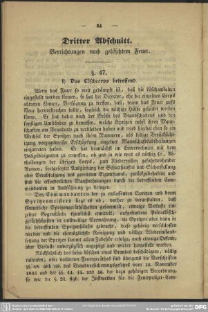 Dritter Abschnitt. Verrichtungen nach gelöschtem Feuer