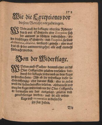 Wie die Exceptiones vor diesem Gericht vorzubringen.