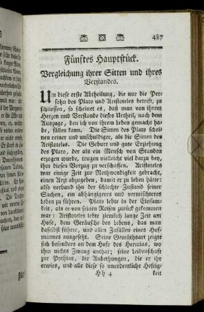 Fünftes Hauptstück. Vergleichung ihrer Sitten und ihres Verstandes.