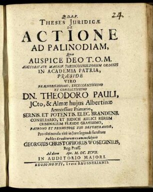 Theses Iuridicae De Actione Ad Palinodiam