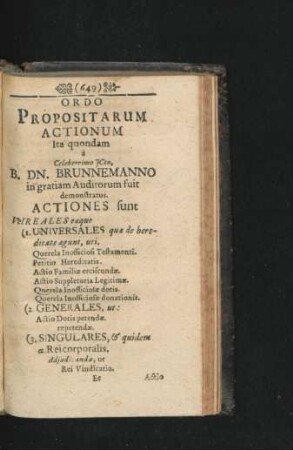 Ordo Propositarum Actionum.
