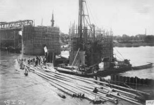 Wehrbaustelle Wieblingen, Pfeiler 3 und 4