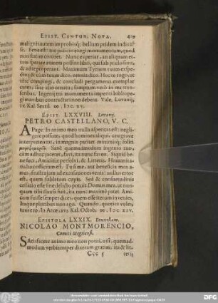 Epist. LXXVIII. Lovanii. Petro Castellano, V. C.