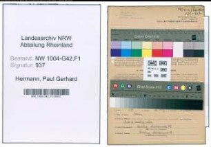 Entnazifizierung Paul Gerhard Hermann , geb. 20.09.1908 (Dentist)