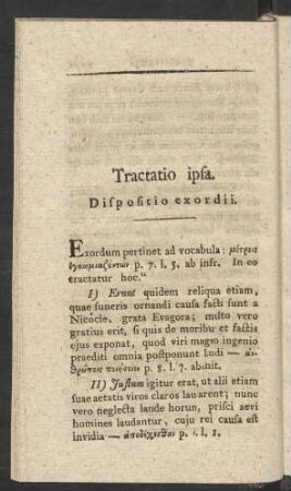 Tractatio ipsa. Dispositio exordii