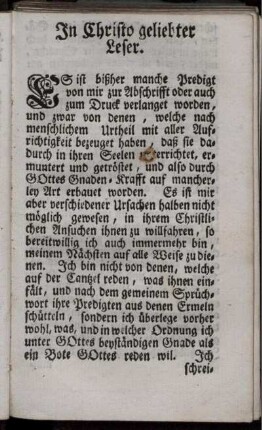 In Christo geliebter Leser