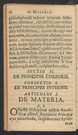 Sectio II. De Principiis Corporis.