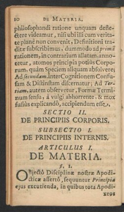 Sectio II. De Principiis Corporis.