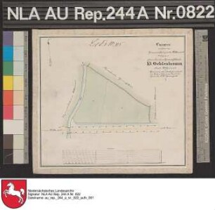 Lage des fiskalischen Flurstücks Kl. Ochsenhamm an der Straße von WITTMUND nach Jever Kolorierte Karte von F. W. Sprengell Papier auf Leinen Format 22,0x20,0 M 1:2.000
