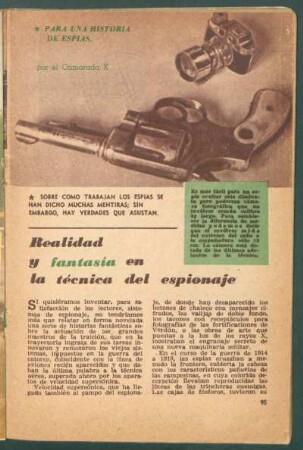 Realidad y fantasía en la técnica del espionaje : Para una historia de espías