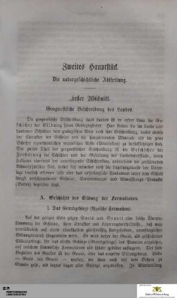 Zweites Hauptstück. Die naturgeschichtliche Abtheilung