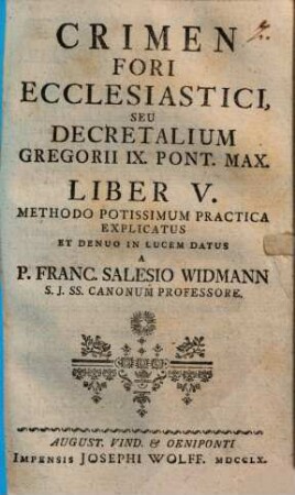 Ius canonicum seu decretalium Gregorii IX. liber ..., 5. Crimen fori ecclesiastici