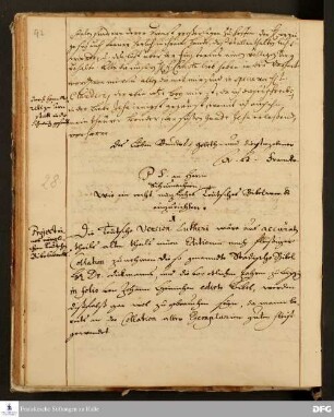 Postskriptum zu einem Brief von August Hermann Francke für Johann Samuel Schuhmacher.