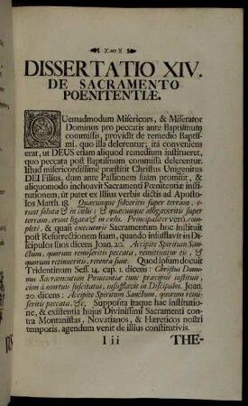 Dissertatio XIV. De Sacramento Poenitentiæ.
