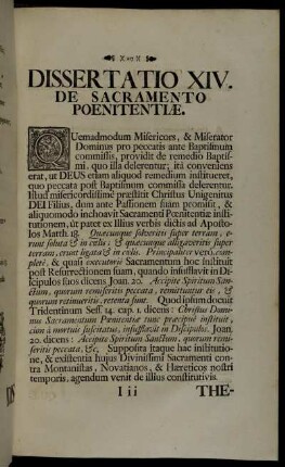 Dissertatio XIV. De Sacramento Poenitentiæ.