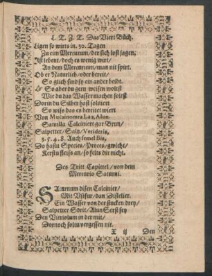 Das Tritt Capittel/ von dem Mercurio Saturni.