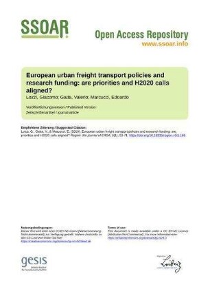 European urban freight transport policies and research funding: are priorities and H2020 calls aligned?