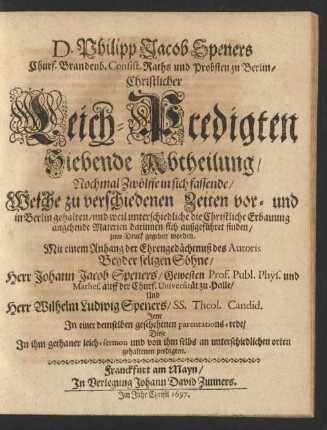 7: Zwölff Christliche Leichpredigten